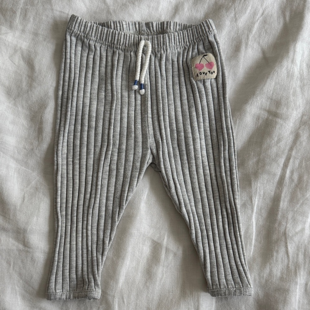 Zara Gray Striped Kids Leggings